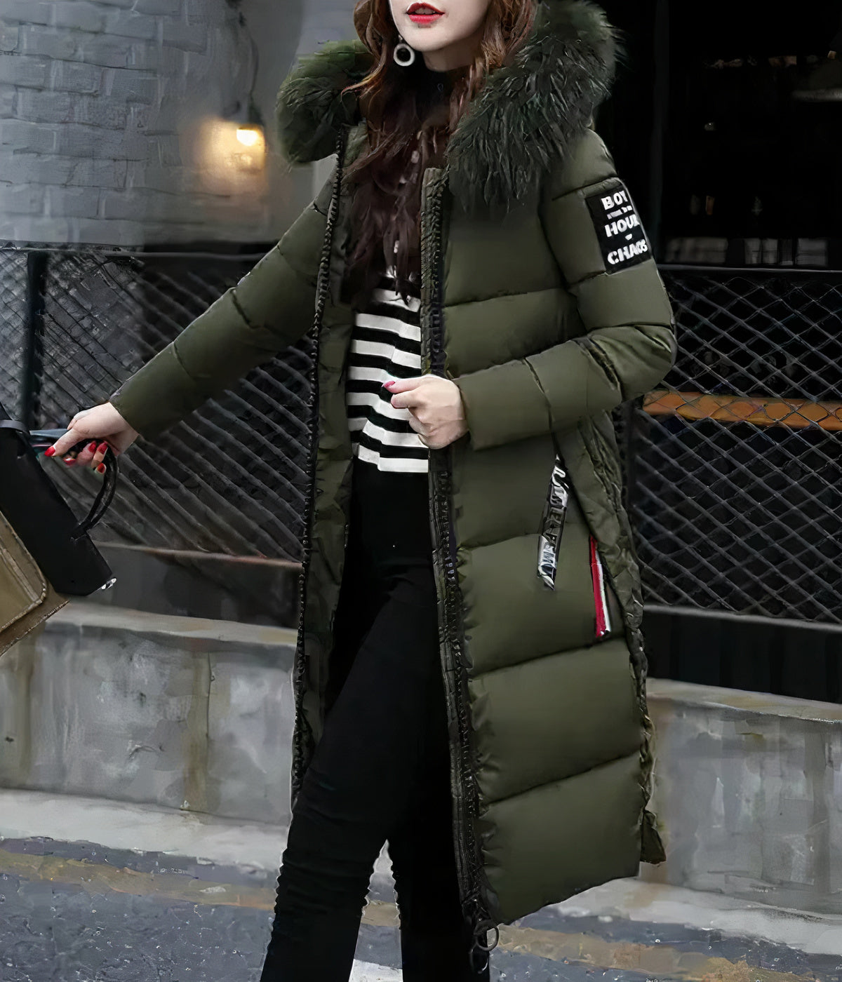 WW | Long Coat with Fur Collar