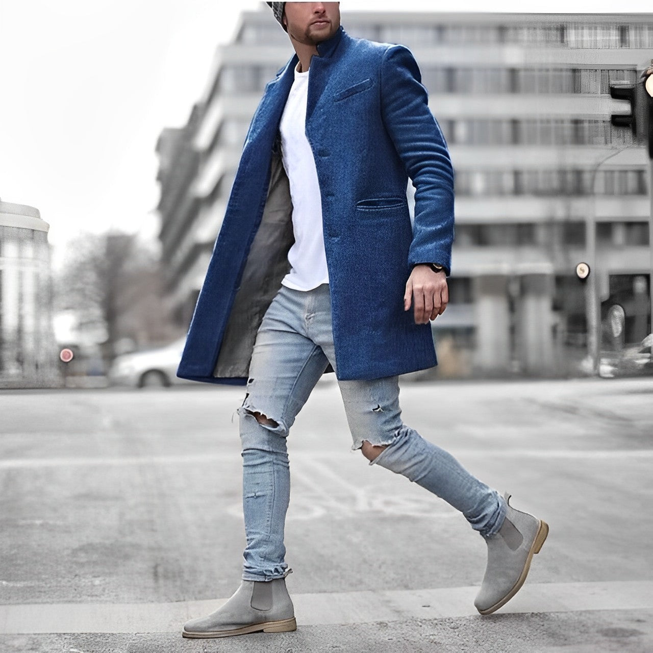 WW | Herren Long Blazer mit Stehkragen - Übergangszeit