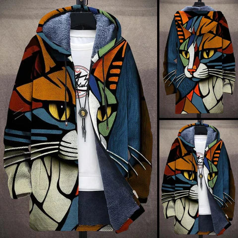 WW | Warm jacket with cat pattern