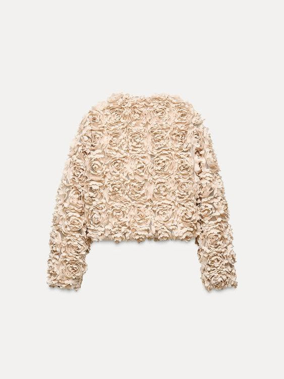 WW | Texturiertes Cropped Jacke mit langen Ärmeln
