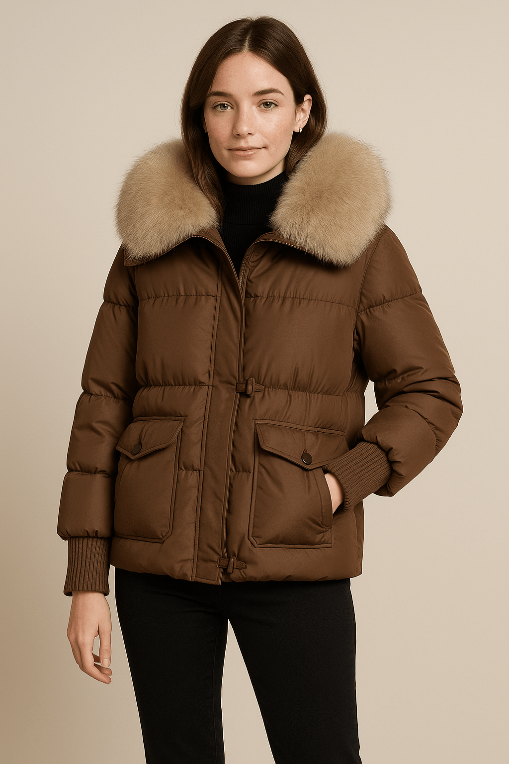 WW | Elegant Faux Fur Down Jacket