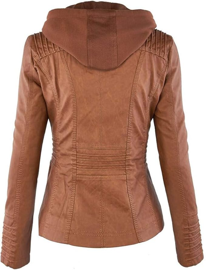 WW | Leather Jacket - With Hood - Slim Fit - Versatile & Stylish