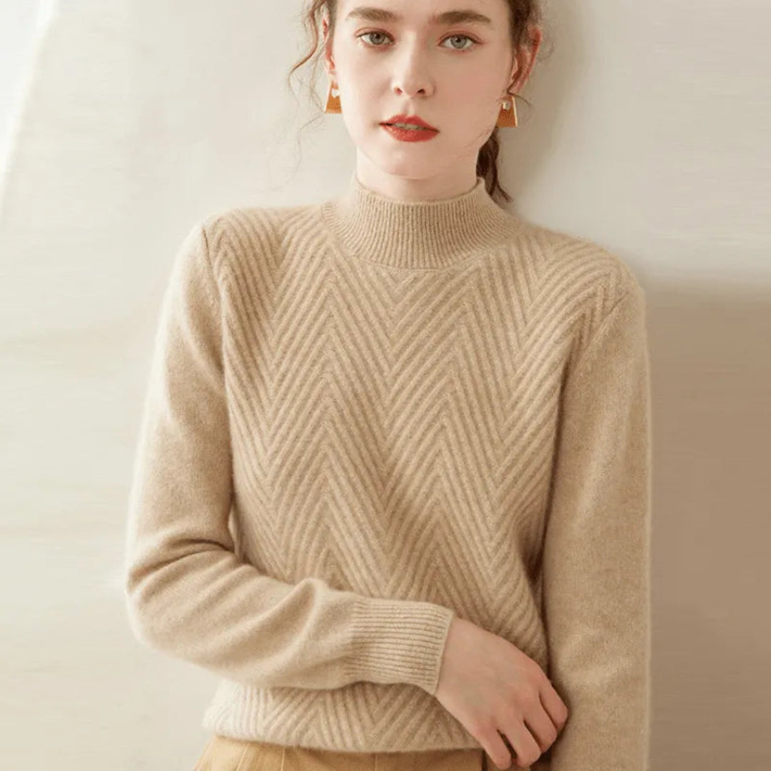 WW | Pullover mit Chevron-Muster und Mock Neck