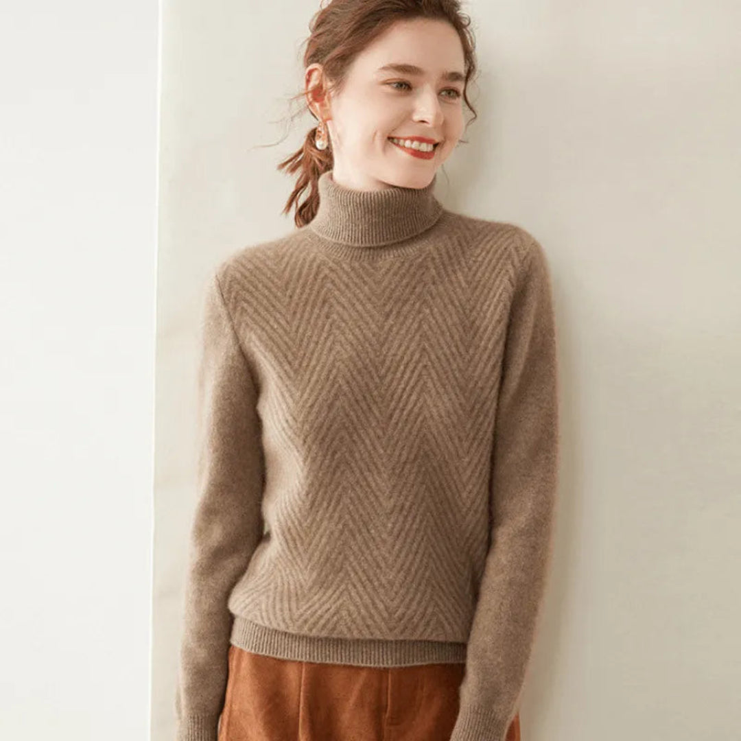 WW | Pullover mit Chevron-Muster und Mock Neck