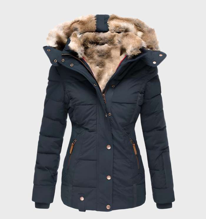 WW | Winterjacke mit Weichem Futter Kapuze und Kunstpelz für Damen