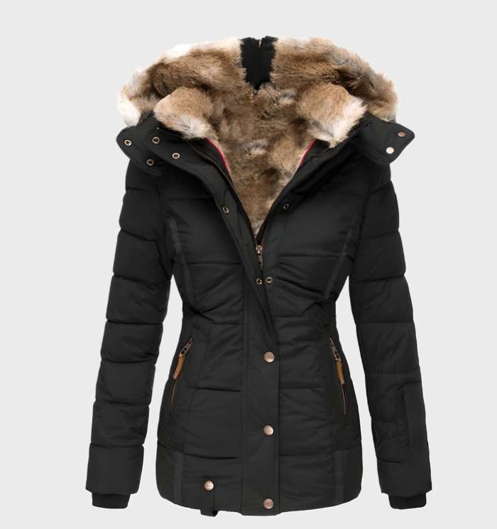 WW | Winterjacke mit Weichem Futter Kapuze und Kunstpelz für Damen