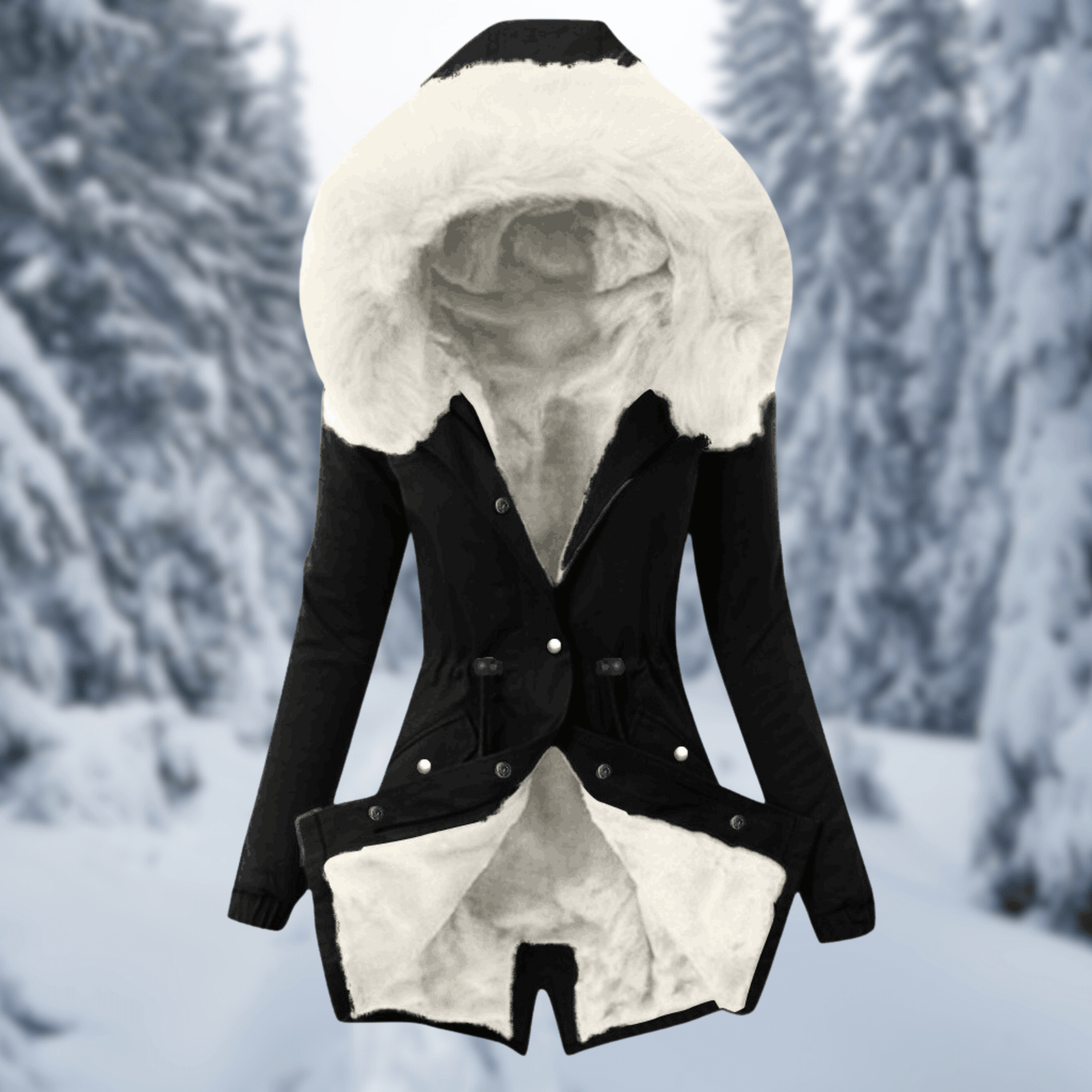 WW | Damen Baumwoll Winterjacke mit Kapuze und Pelzfütterung