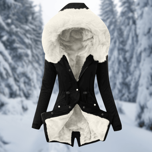 WW | Damen Baumwoll Winterjacke mit Kapuze und Pelzfütterung