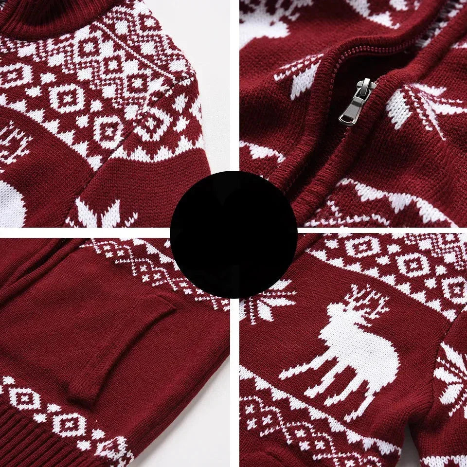 WW | Zipper Stand-Up Collar Knitted Vest Men's Christmas Shirts