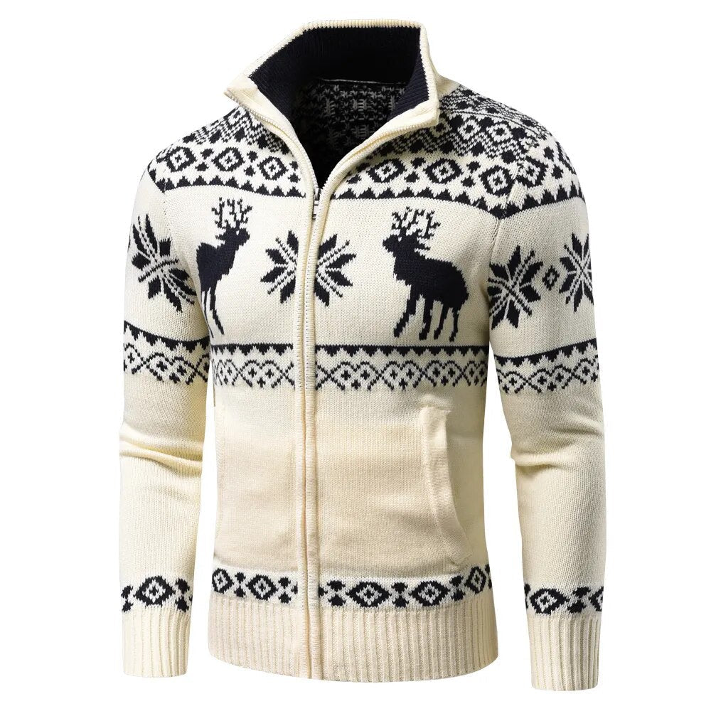 WW | Zipper Stand-Up Collar Knitted Vest Men's Christmas Shirts