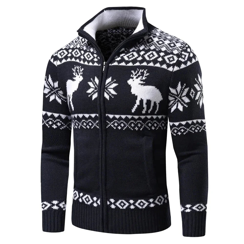 WW | Zipper Stand-Up Collar Knitted Vest Men's Christmas Shirts