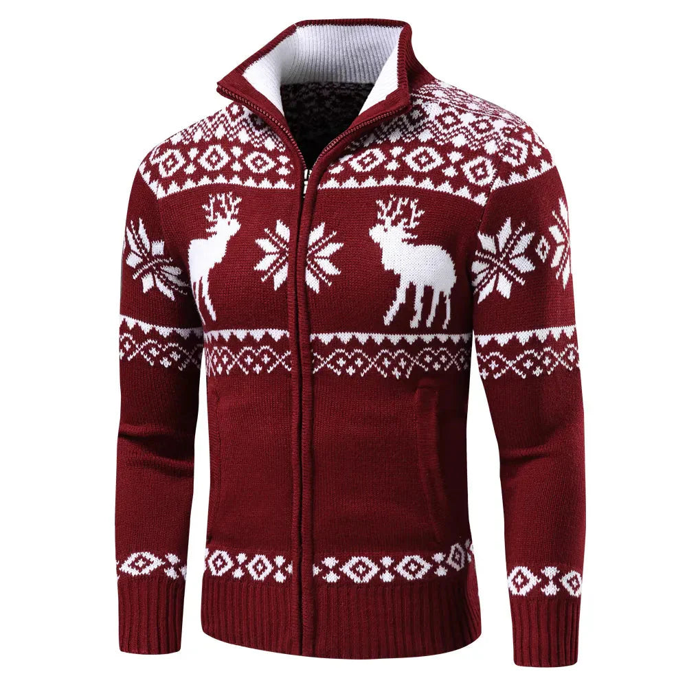 WW | Zipper Stand-Up Collar Knitted Vest Men's Christmas Shirts