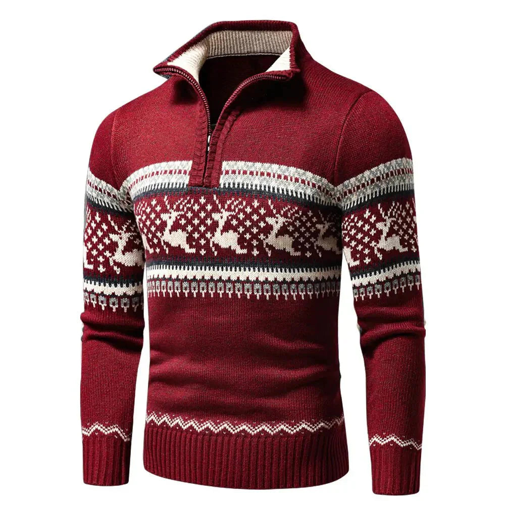 WW | Zipper Stand-Up Collar Knitted Vest Men's Christmas Shirts