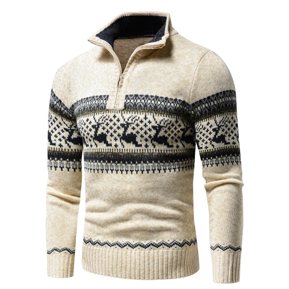 WW | Zipper Stand-Up Collar Knitted Vest Men's Christmas Shirts
