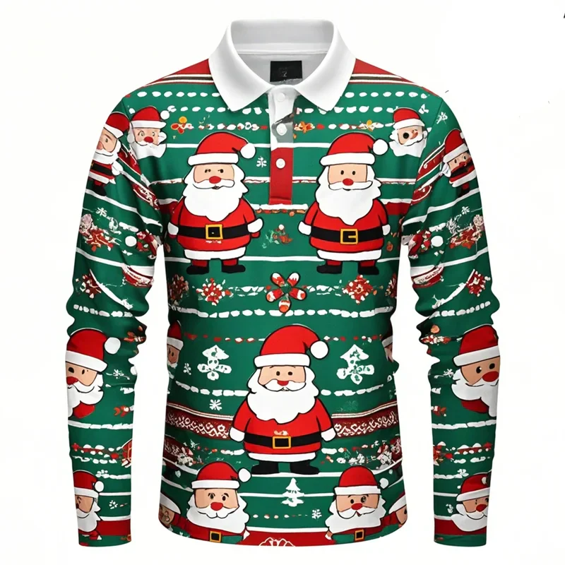 WW | Santa Claus Polo Shirt - Stylish Men's Polo Shirt with 3D Print & Breathable Cotton