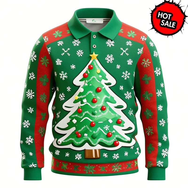 WW | Santa Claus Polo Shirt - Stylish Men's Polo Shirt with 3D Print & Breathable Cotton