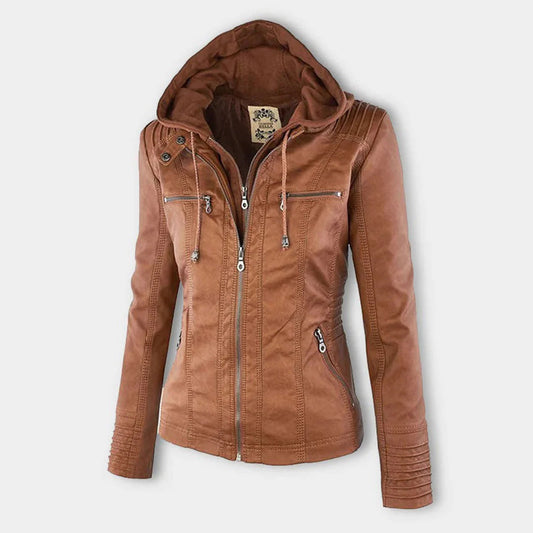 WW | Schicke khakifarbene Jacke mit Kapuze, Komfort und urbaner Eleganz