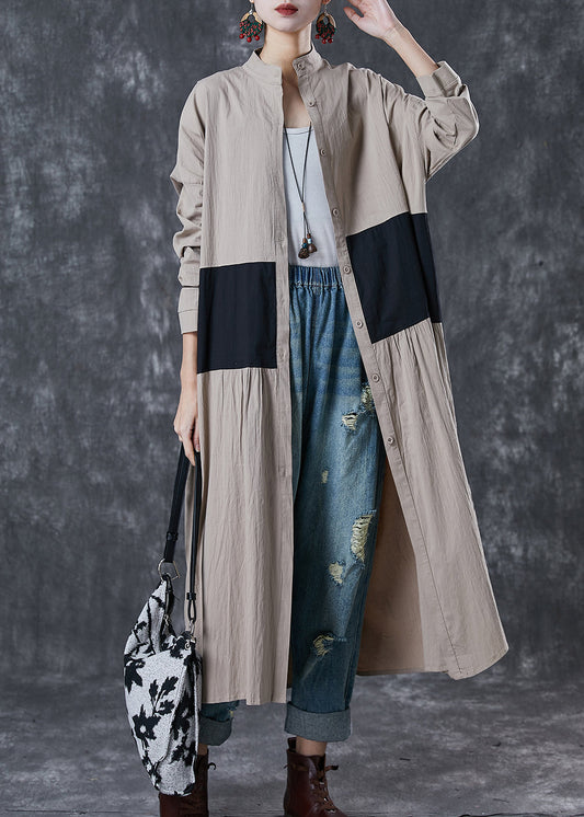WW | Patchwork Baumwolle Trenchcoats Stehkragen