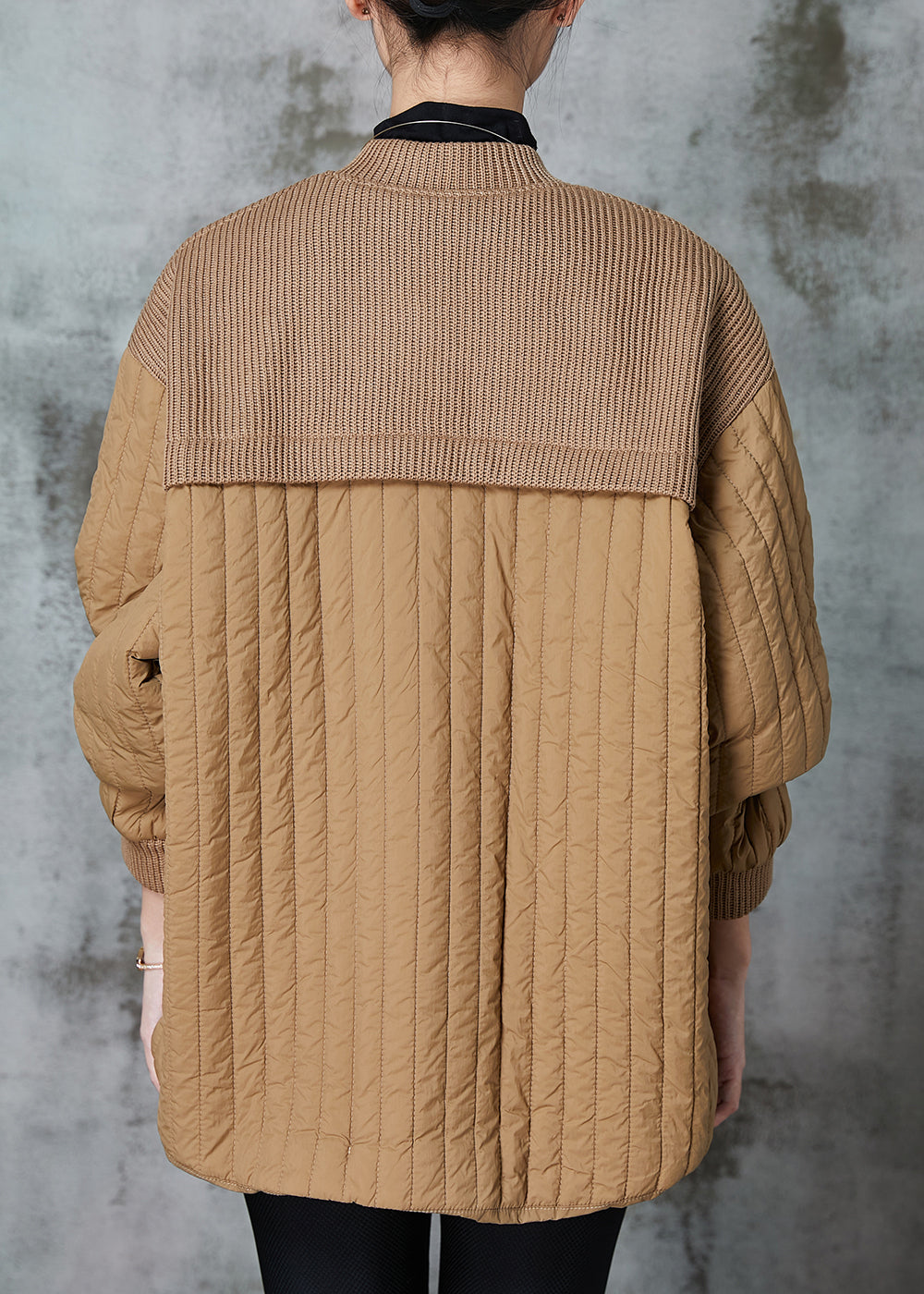 WW | Patchwork Knit Fine Cotton Quilted Jackets Stand-Up Collar