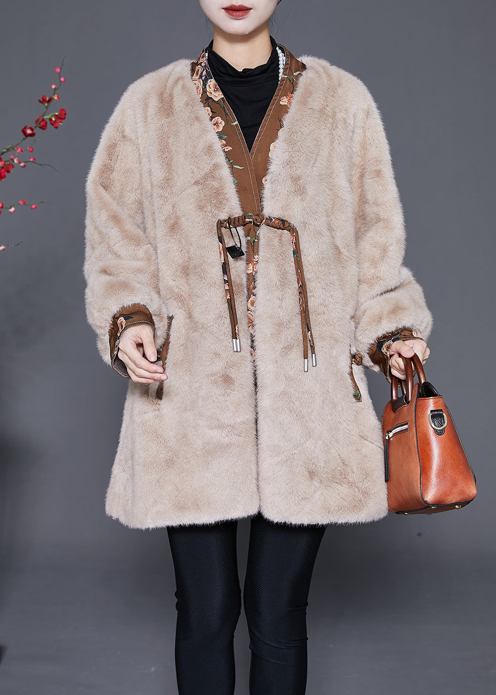 WW | Patchwork Mink Velvet Coats with Tassels and Chinese Buttons Winter