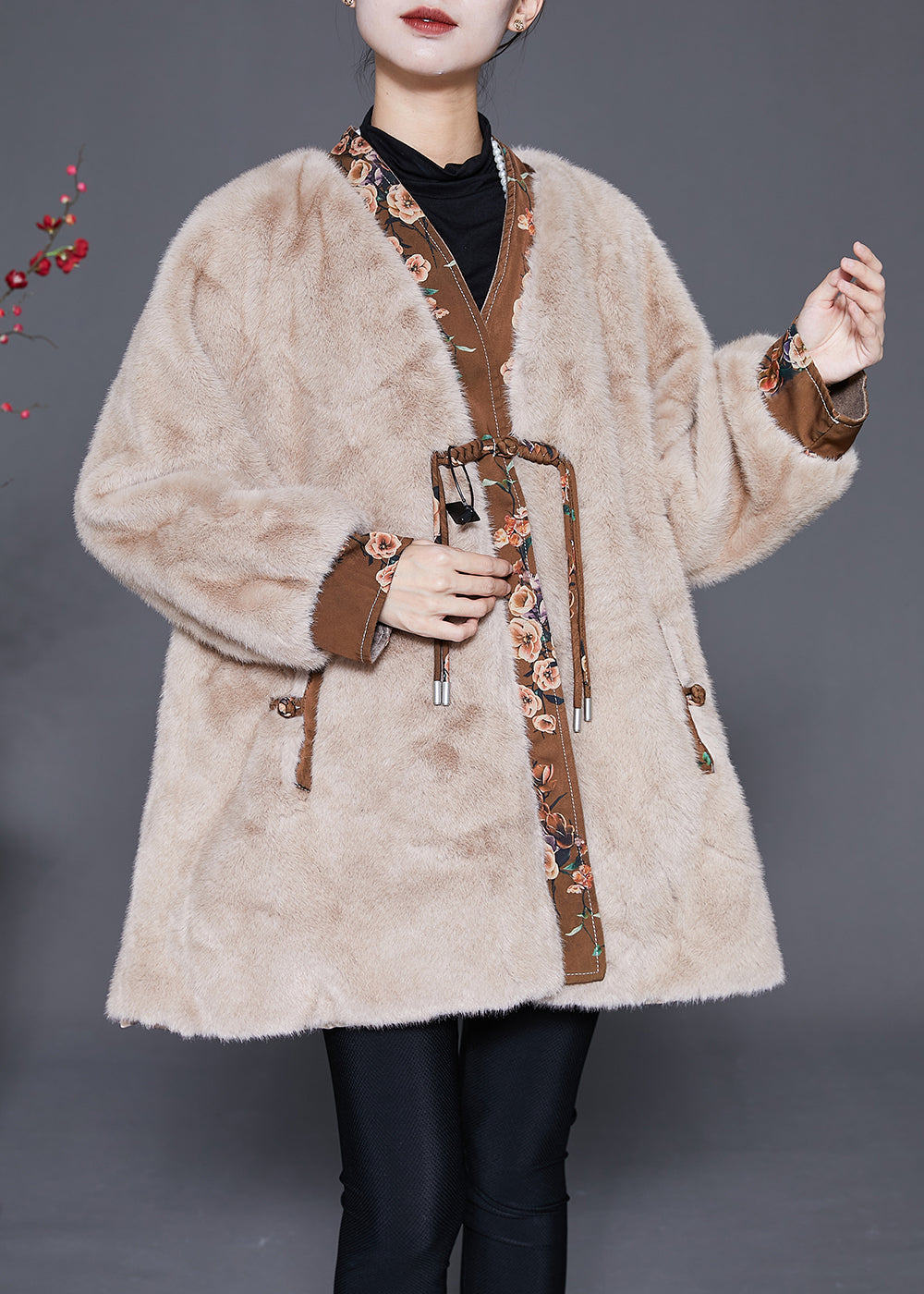 WW | Patchwork Mink Velvet Coats with Tassels and Chinese Buttons Winter