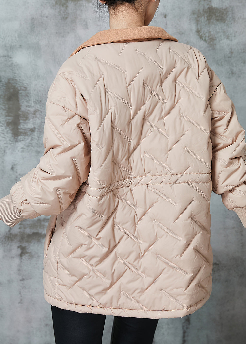 WW | Patchwork Wollfeine Baumwollgefüllte Mäntel Doppelbrust Zugband