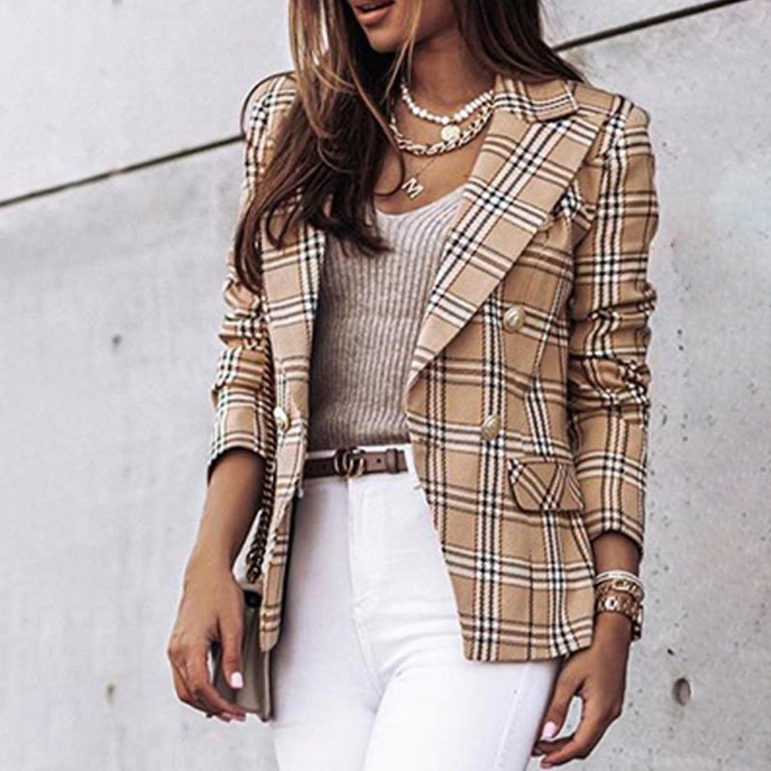 WW | Blazer Tailored Fit Plaid Double-breasted Structured Design