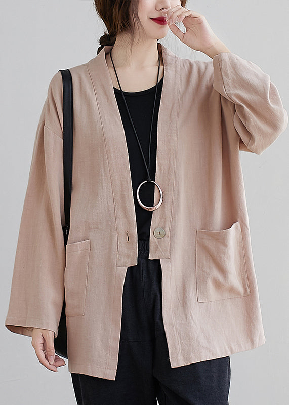 WW | Pockets Patchwork Cotton Cardigan Coats V-Neck