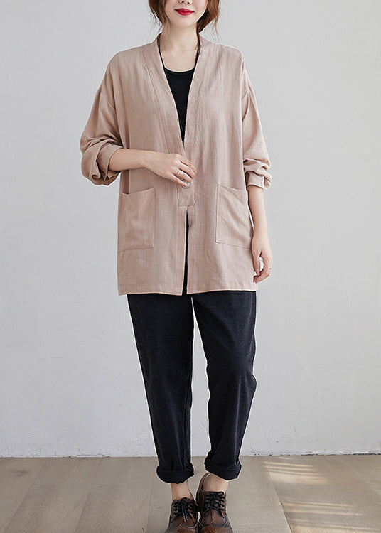 WW | Pockets Patchwork Cotton Cardigan Coats V-Neck