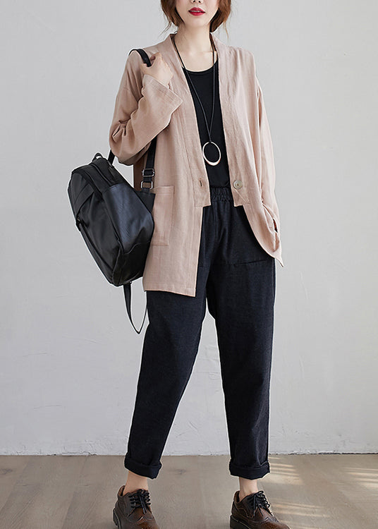 WW | Pockets Patchwork Cotton Cardigan Coats V-Neck
