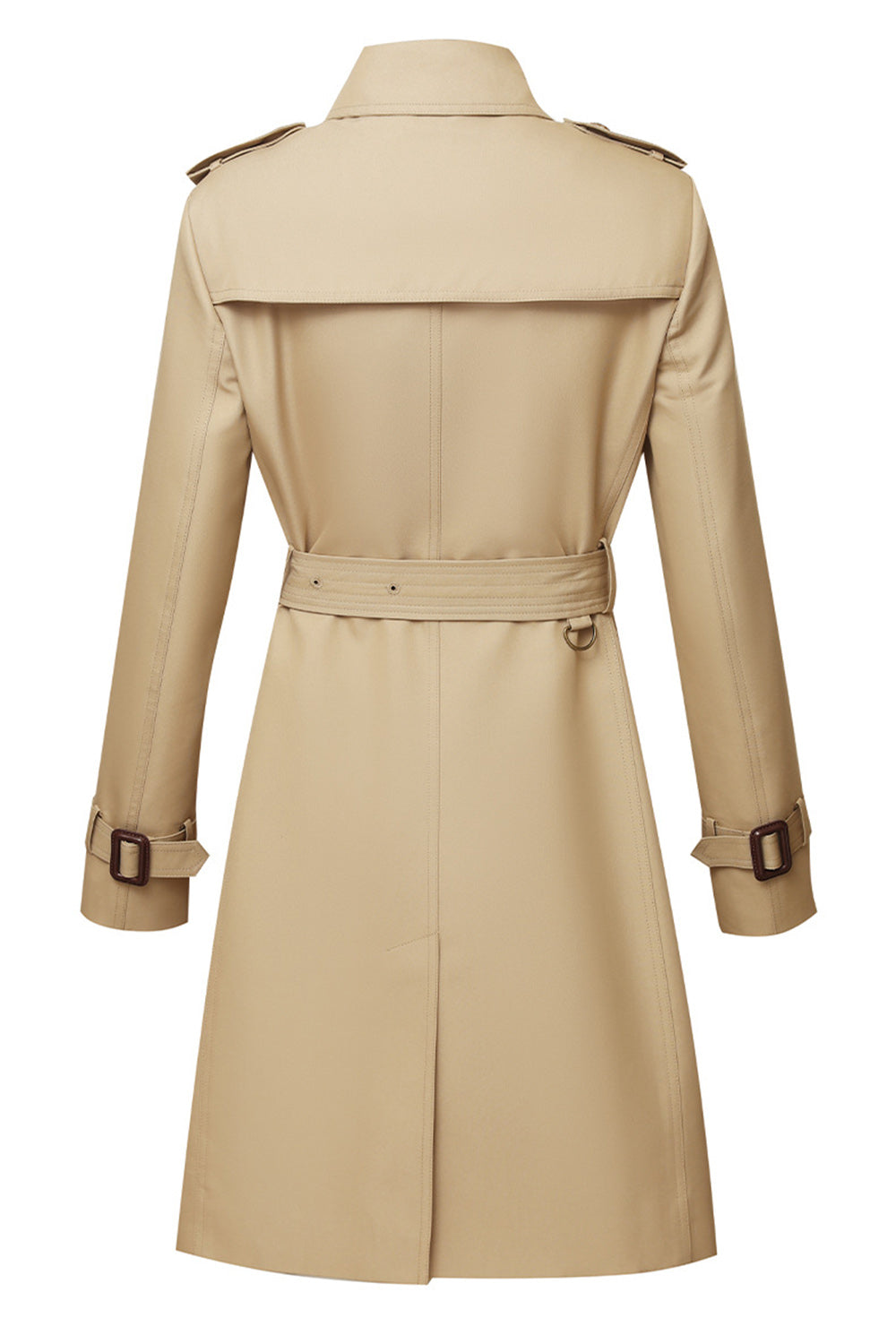 WW | Damen Langer Slim Fit Trenchcoat mit Gürtel und Doppelreihigen Knöpfen