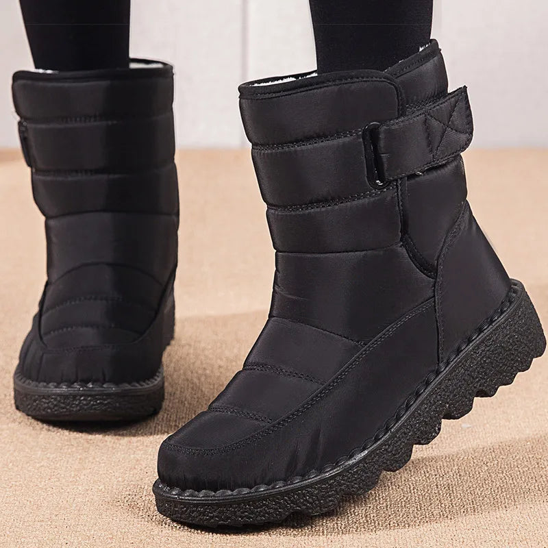 WW | Damen wasserdichte Winterschuhe mit Fellfutter, schwarz