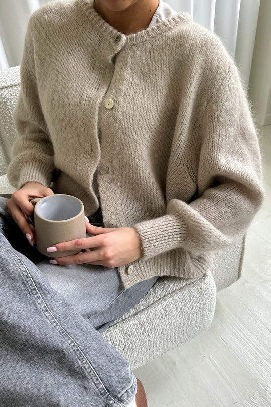 WW | Damen Klassischer Strickcardigan mit Knöpfen und langen Ärmeln