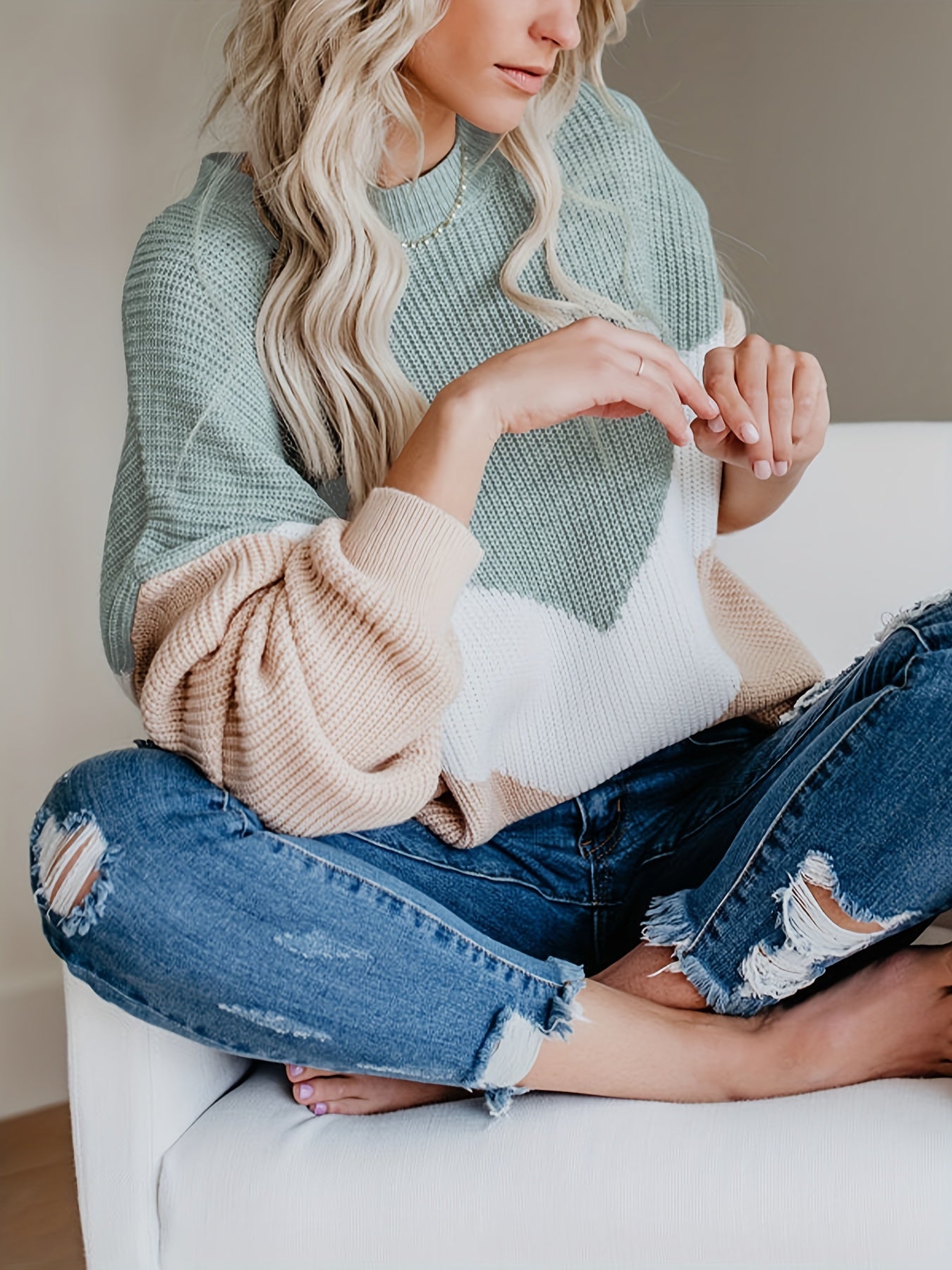 WW | Women's Color Block Rib-Knit Sweater