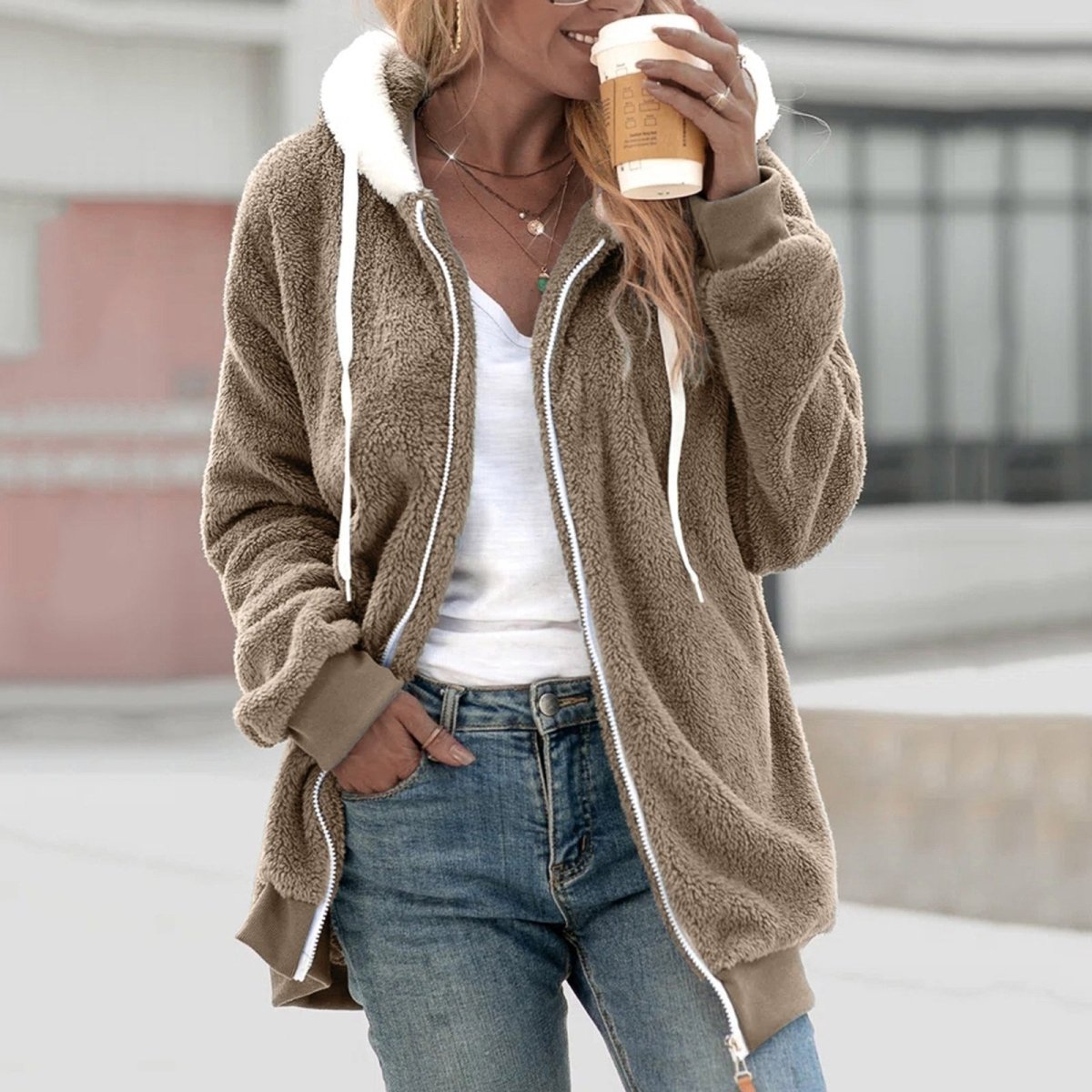 WW | Damen Fleece Kapuzenweste
