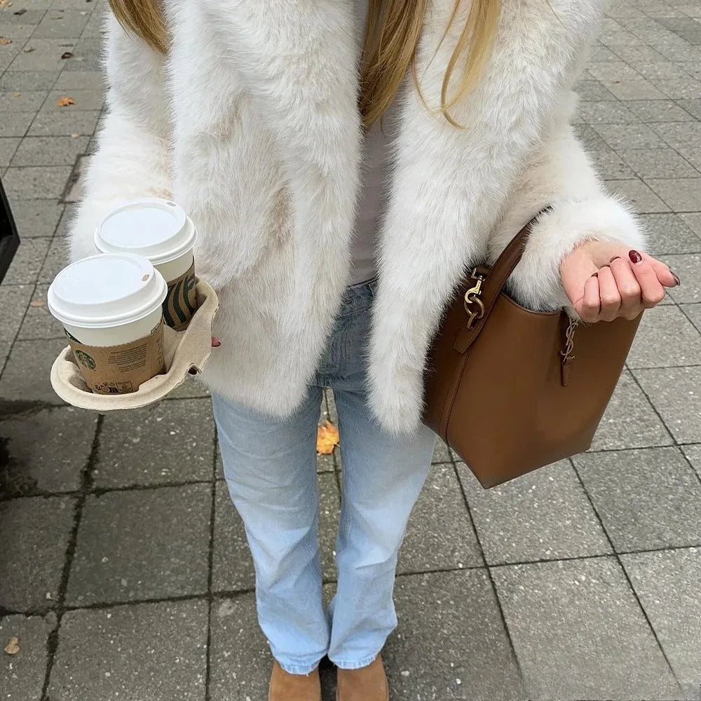 WW | Vintage - Damenjacke Winter mit Kunstpelz und Umlegekragen