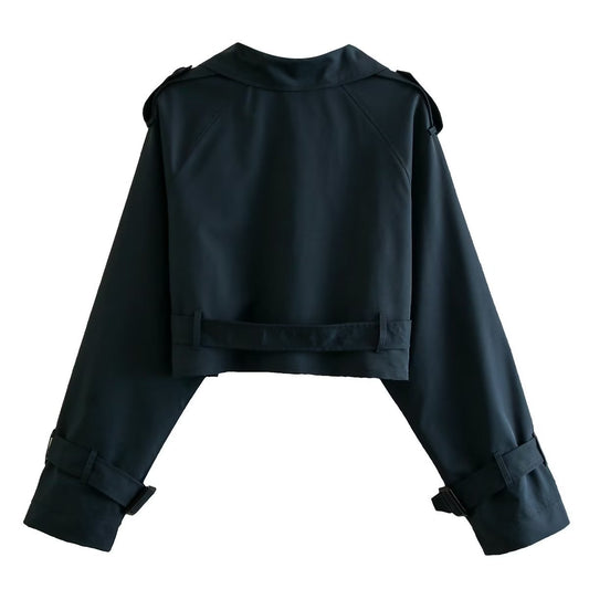 WW | Double Breasted Belted Trench Autumn Jacket Short Trench Coat Women