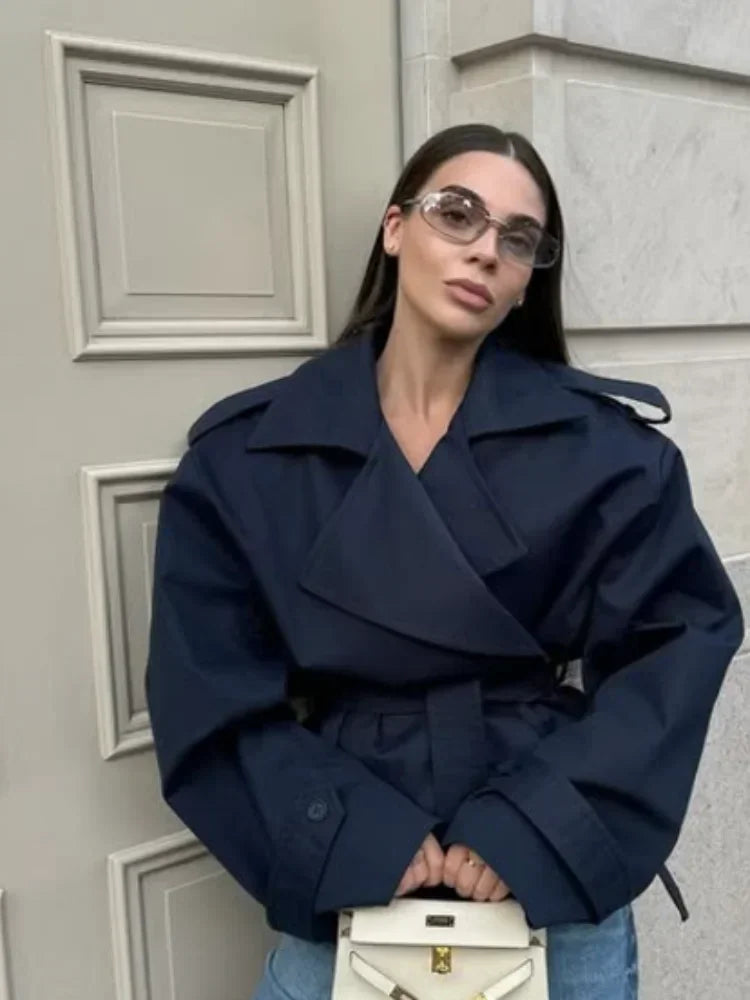 WW | Trenchcoat Doppelreiher Gürtel Übergroßer Trenchcoat Damen Trenchcoat