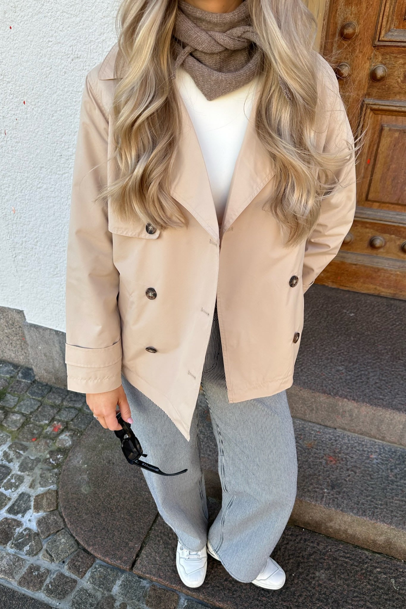 WW | Trenchcoat Gürtel Doppelt Genäht Beiger Trenchcoat Trenchcoat Frauen