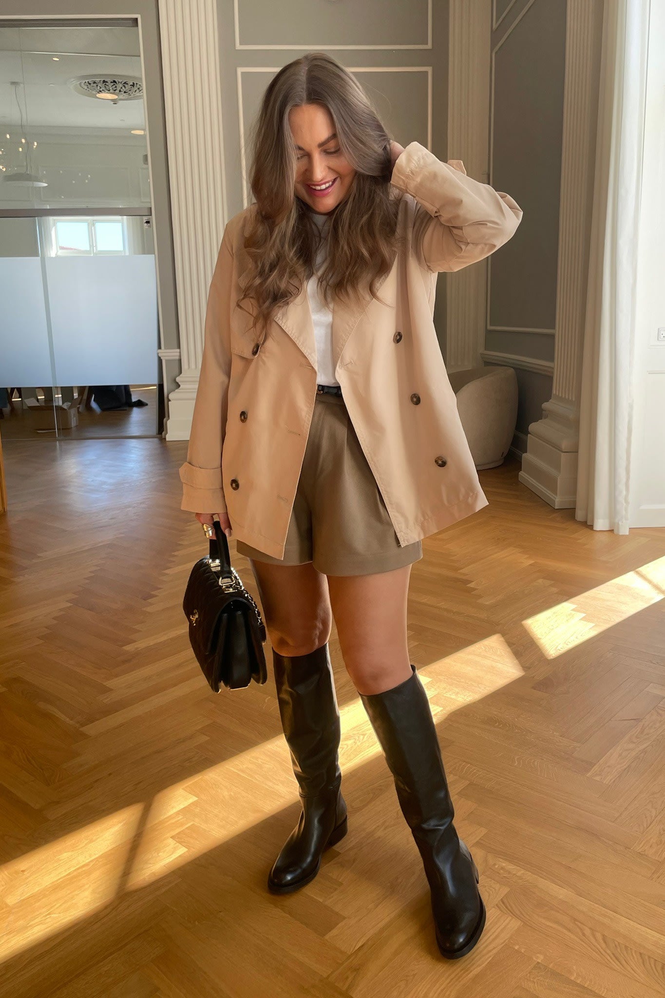 WW | Trenchcoat Gürtel Doppelt Genäht Beiger Trenchcoat Trenchcoat Frauen