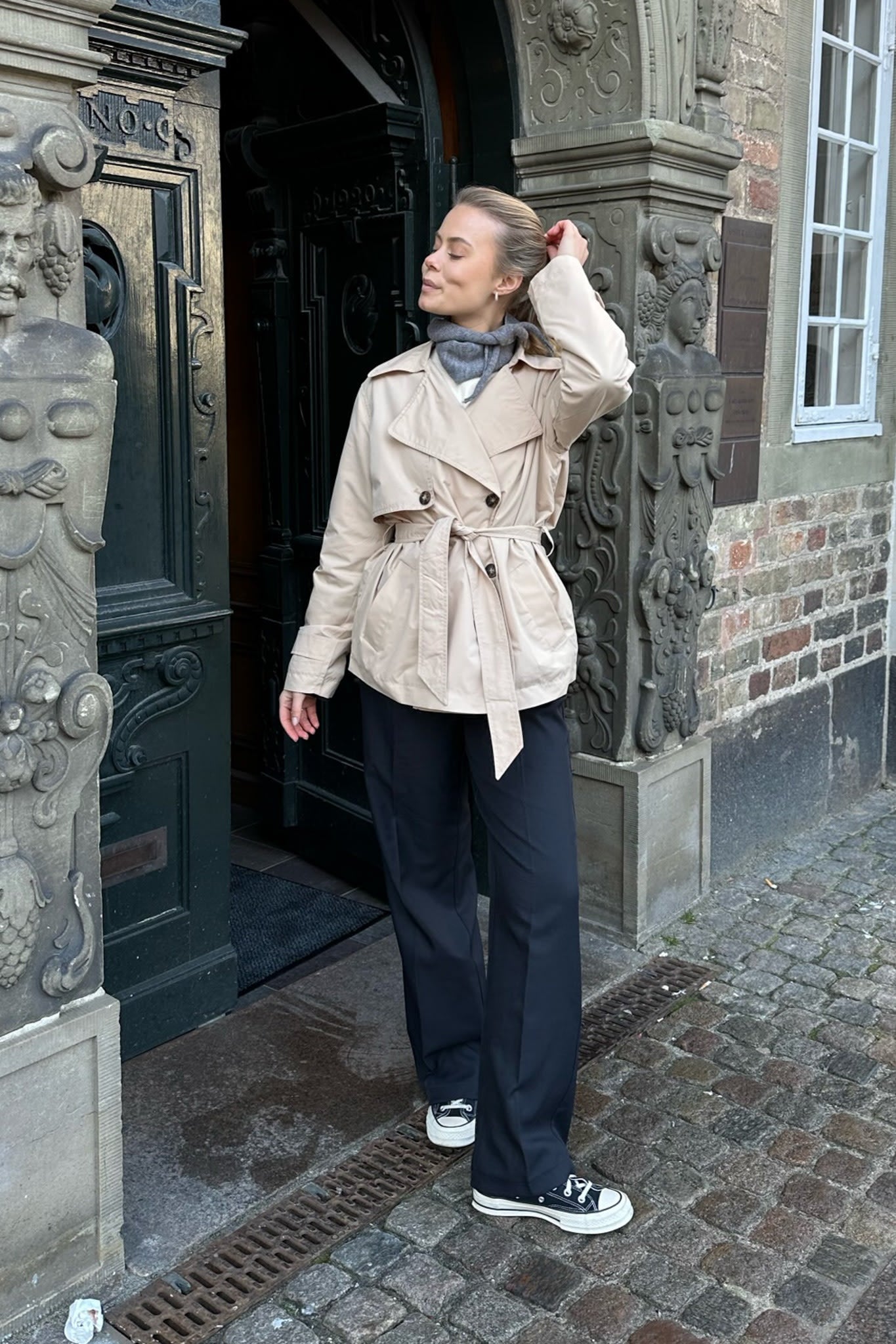 WW | Trenchcoat Gürtel Doppelt Genäht Beiger Trenchcoat Trenchcoat Frauen