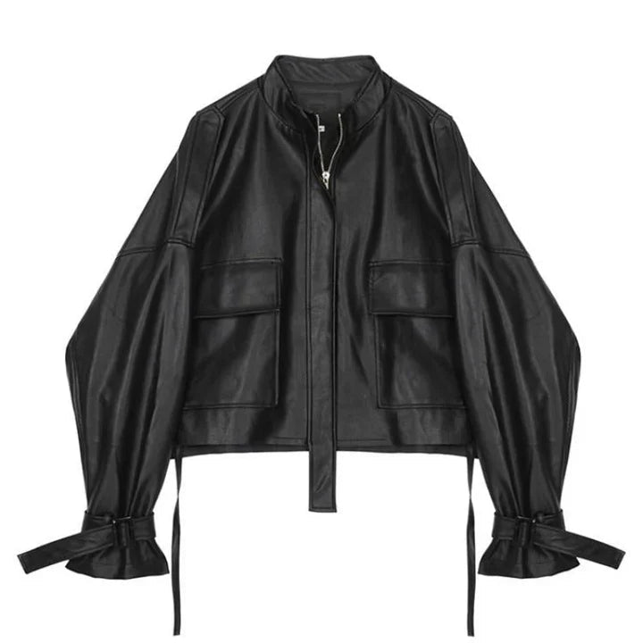 WW | Casual Faux Leather Jacket with Pockets for Women - Perfect for Casual Days