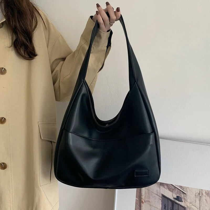 Faux Leather Hobo Messenger Bag