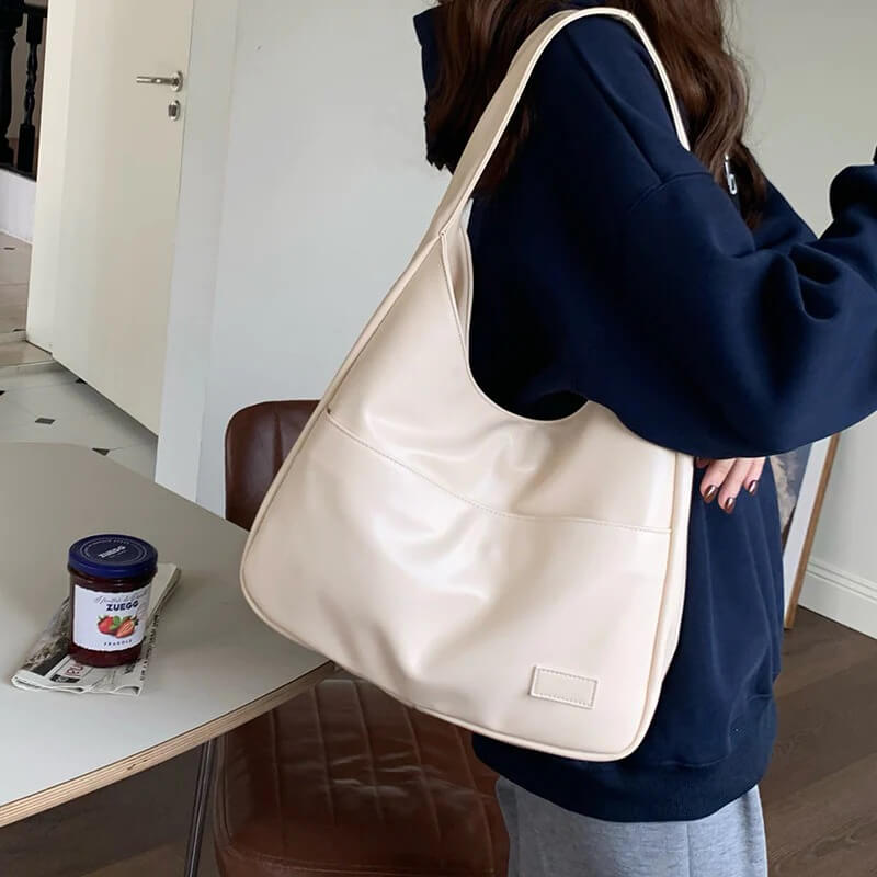 Faux Leather Hobo Messenger Bag