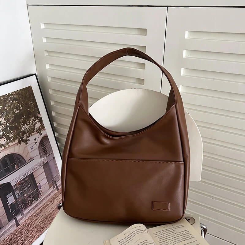 Faux Leather Hobo Messenger Bag