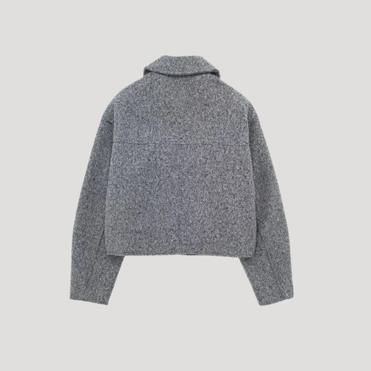 WW | Damen Strukturierte Kurze Jacke Wolle Design