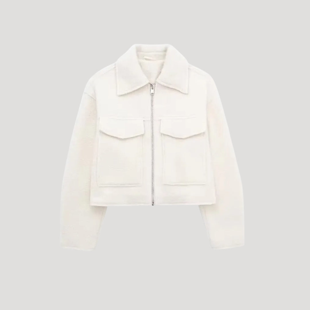WW | Damen Strukturierte Kurze Jacke Wolle Design