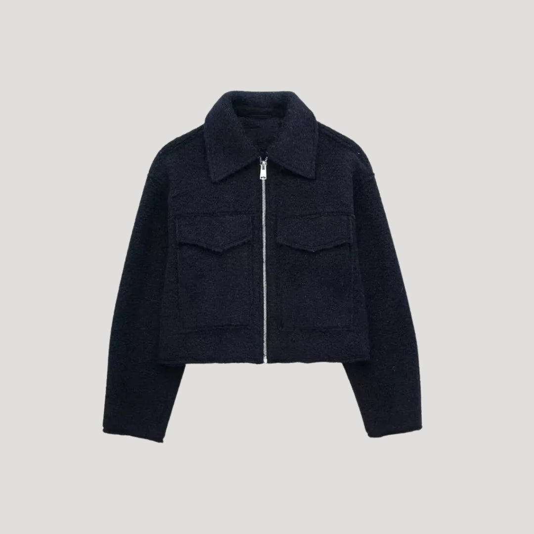WW | Damen Strukturierte Kurze Jacke Wolle Design