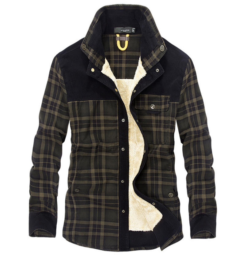 WW | Herren-Flanell-Winterjacke mit hohem Kragen