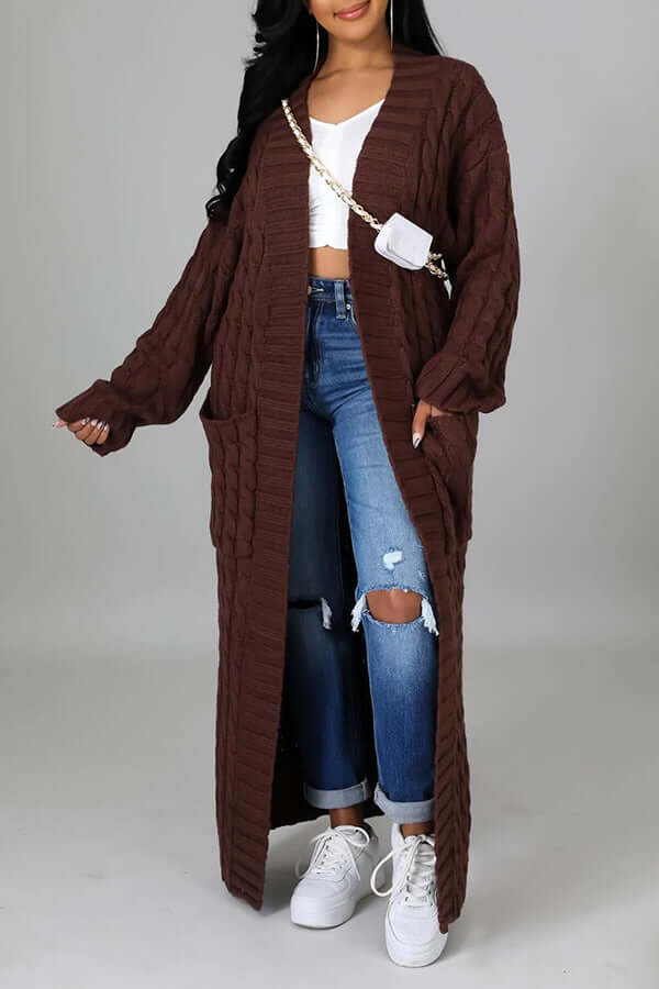 WW | Jacke Offene Front Tasche Strickjacke Jacken für Damen